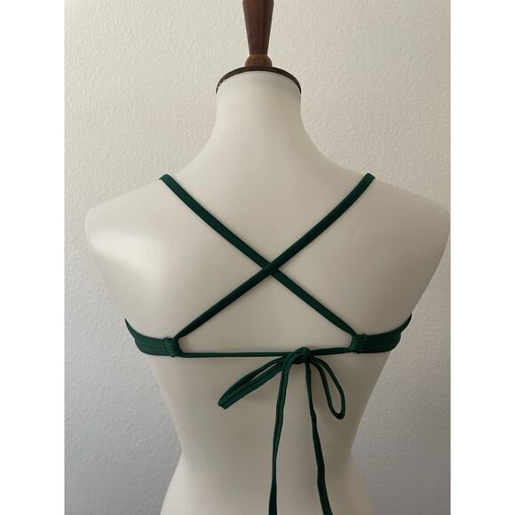 BCBG Paris Swim Bikini Top Keyhole Pleated Green Swimwear - Picture 4 of 5